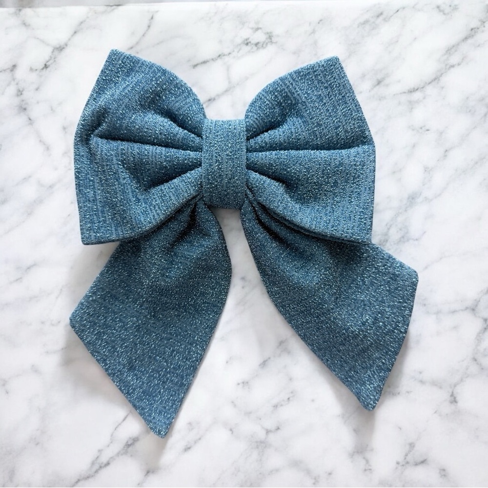 DOG Bandana - Light Blue Sparkly Sailor Bow - Size L Large